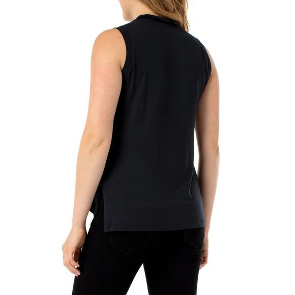 LIVERPOOL Tie Neck Muscle Sleeveless Top in Black - Size Medium - Picture 2 of 5